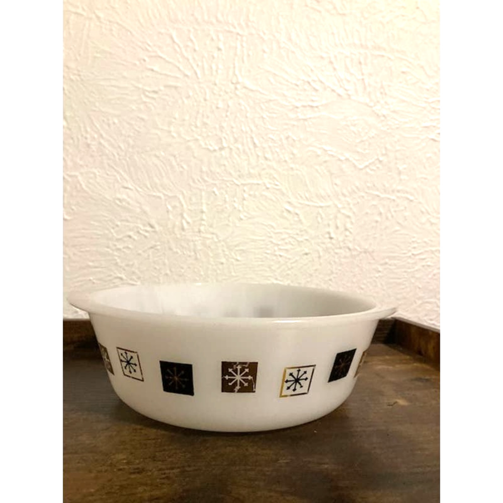 Mid Century STARBURST Baking Dish - MCM Atomic Casserole Glass Bowl
